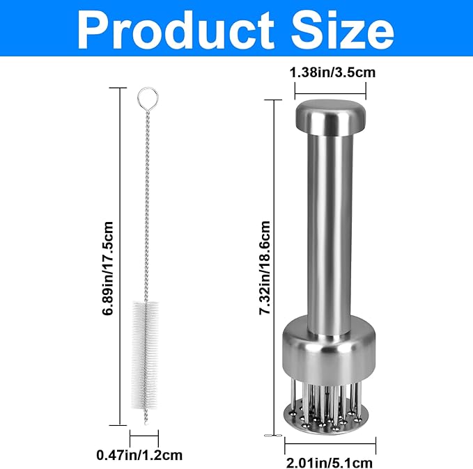 Stainless Steel Meat Tenderizer Tool with 21 Ultra-Sharp Needles Premium Meat Tenderizer Durable Mallet Easy Grip Hammer for Beef Turkey Chicken Steak Dishwasher Safe