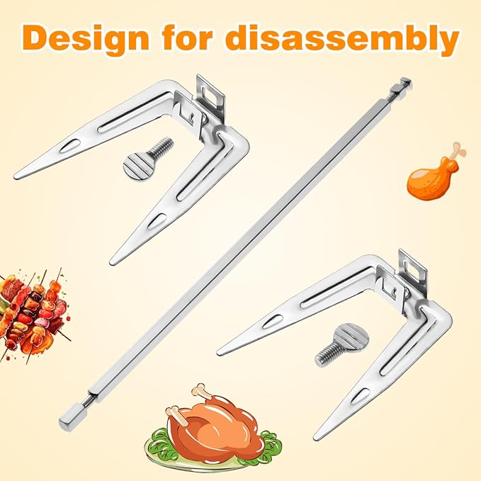 Frcolor Stainless Steel Air Fryer Fork Universal Roast Chicken Fork Fish Grilling Rotisserie Meat Air Fryer Accessories for Bbq Home Kitchen Outdoor 9.8inx1.9in