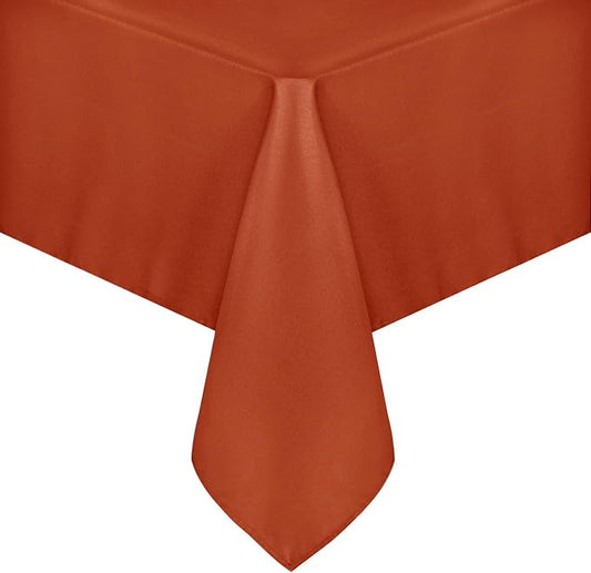 sancua Fall Tablecloth for 6 Foot Tables, 60 x 102 Inch Burnt Orange - Stain and Wrinkle Resistant Rectangle Table Cloth, Fabric Thanksgiving Table Cover for Dining Buffet Parties, Rust Pumpkin Orange