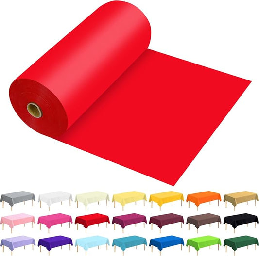 54 Inch X 300 Feet Plastic Table Cover Roll Premium Disposable Plastic Tablecloth for All Type/Shape Tables | Picnic, Party, Banquet, Birthdays, Weddings (Red, 54 Inch X 300 Feet)