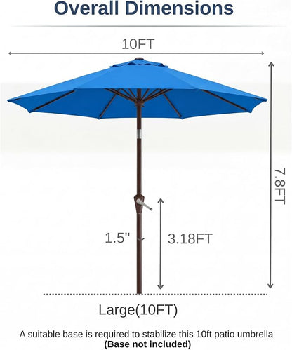 10FT Patio Umbrella, Outdoor Umbrella with Push Button Tilt and Crank, 8 Sturdy Ribs, UV Protection & Waterproof Market Umbrella for Pool, Backyard, Beach,Deck