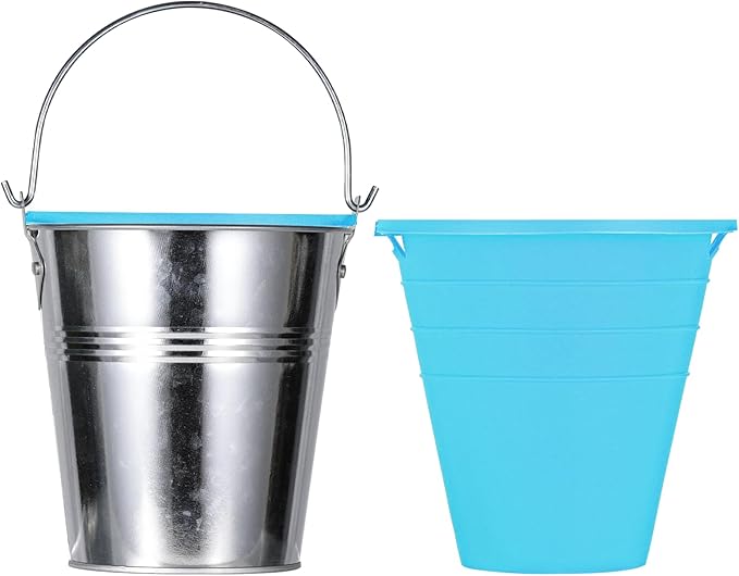 2pcs reuasble Silicone Grease Bucket Liners Compatible for Traeger/Pit Boss ect/Oklahoma Joe' /Green Mountain Grill Drip Tray Bucket Liner for pro Pellet Wood Smoker Grill Accessories（Blue）