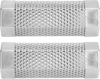 TOPINCN 2Pcs 304 Stainless Steel BBQ Grill Smoker Tube Mesh Tube Pellets Smoke Box 6in Stainless Steel Barbecue Accessory(#2)