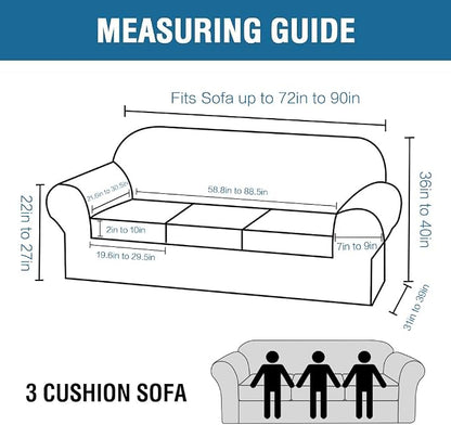 H.VERSAILTEX Modern Velvet Plush 4 Piece High Stretch Sofa Slipcover Sofa Cover Furniture Protector Form Fit Luxury Thick Velvet Sofa Cover for 3 Cushion Couch Width Up to 90 Inch (Sofa,Brown)