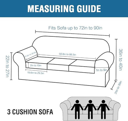 H.VERSAILTEX Modern Velvet Plush 4 Piece High Stretch Sofa Slipcover Sofa Cover Furniture Protector Form Fit Luxury Thick Velvet Sofa Cover for 3 Cushion Couch Width Up to 90 Inch (Sofa,Deep Teal)
