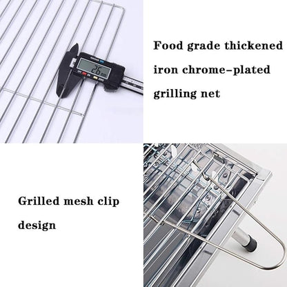 Portable Charcoal BBQ Grill - Foldable Stainless Steel Barbecue for 3-6 People, Perfect for Outdoor Gatherings, Compact Size 40x27x26.5cm, Easy Assembly, Silver Color Silver 40 * 27 * 26.5cm