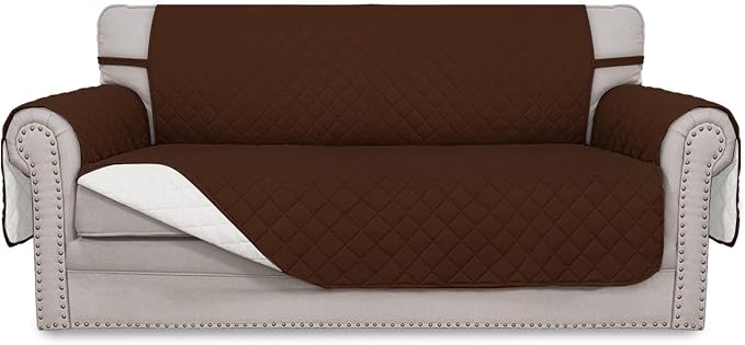 Easy-Going Sofa Slipcover Reversible Loveseat Sofa Cover Couch Cover for 2 Cushion Couch Furniture Protector with Elastic Straps for Pets Kids Dog Cat (Oversized Loveseat, Coffee/Ivory) | Oversized Loveseat Slipcover For Dogs, Water Resistant Mat, Livi...