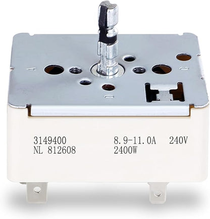 WP3149400 3149400 3148954 3148953 Range Burner Infinite Control Switch (8 Inch), Replace for WP3149404, 3148954, 314140, W10295573, 99989662, 311858, 311859, 310180, 311846, 3149400 Fits for Whirlpool
