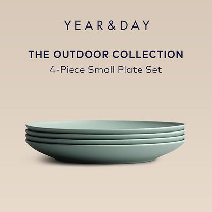 Year & Day Outdoor Set of 4 Unbreakable Lightweight Salad Plates, Plant Derived, Palm Green, 8.5 inch
