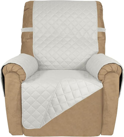 PureFit Reversible Recliner Chair Covers Couch Covers for Dogs, 19 in | Ivory/Ivory, Water Resistant Couch Protector, Washable Pet Couch Cover with Non Slip and Elastic Straps For Kids