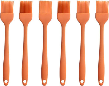 Silicone brush, Oil Brush for BBQ Kitchen Cooking Baking and Grilling (6 PCS,orange)