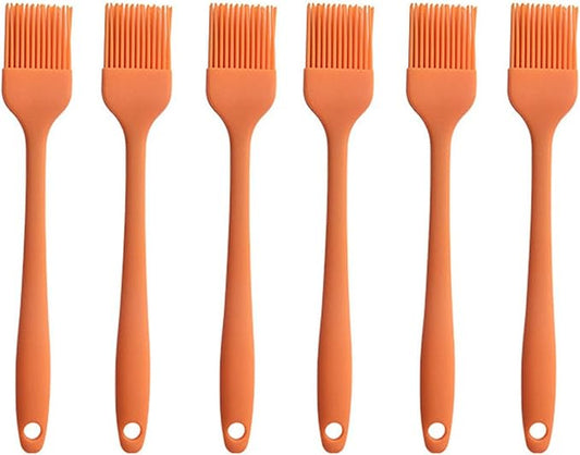 Silicone brush, Oil Brush for BBQ Kitchen Cooking Baking and Grilling (6 PCS,orange)