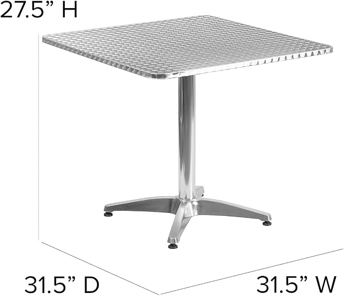 Flash Furniture Mellie Commercial Grade 31.5" Square Aluminum Indoor-Outdoor Table with Base