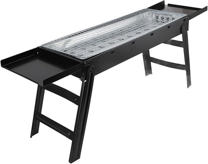 Fdit Charcoal Grill, Portable Stainless Steel Folding NonTipping BBQ Grill for Outdoor Cooking