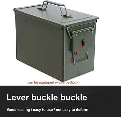 Ammo Can & Ammo Case, Fireproof & Waterproof Metal Storage Box - Perfect for Ammo, Lithium Batteries & RC Car Batteries (Without Lock, Black-13 * 7.2 * 9")