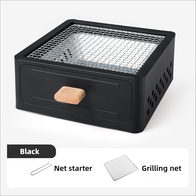 Barbecue Stove Barbecue Grill Tools BBQ Grill Charcoal Grill Square Tabletop Portable Lightweight or Camping Backyard Picnic Beach Trips (Black,A1)