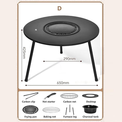 Outdoor Charcoal BBQ Grill Portable Charcoal Barbecue Grill with A Variety of Grilling Accessories Perfect for Outdoor Cooking & Grilling, BBQ, Patios with Carry Bag(D)