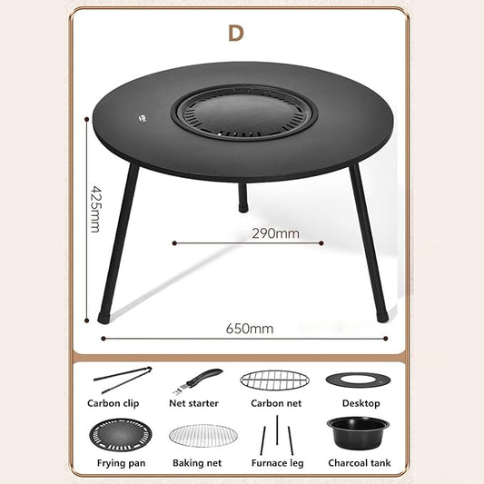 Outdoor Charcoal BBQ Grill Portable Charcoal Barbecue Grill with A Variety of Grilling Accessories Perfect for Outdoor Cooking & Grilling, BBQ, Patios with Carry Bag(D)