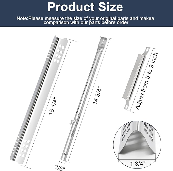 Criditpid Grill Replacement Parts for Charbroil TRU-Infrared 463245518, Stainless Steel Heat Plate Shields, Burner Tubes, Crossover Tube and Grill Ignitors for Char-Broil Signature 463246118.