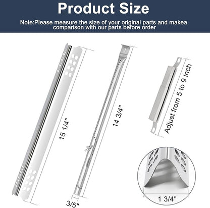 Criditpid Grill Replacement Parts for Charbroil TRU-Infrared 463245518, Stainless Steel Heat Plate Shields, Burner Tubes, Crossover Tube and Grill Ignitors for Char-Broil Signature 463246118.