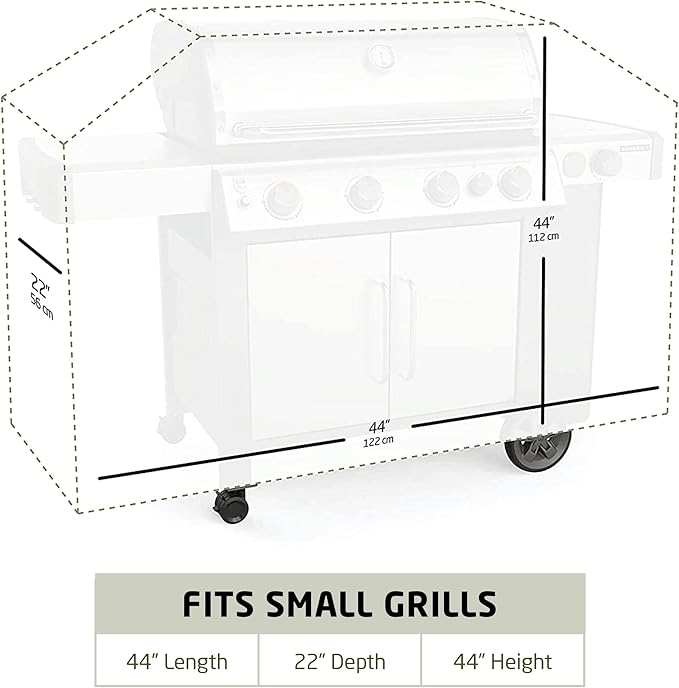 Zober BBQ Grill Cover - 44 Inch Waterproof Double Layered Fits Weber Gas Grill Cover Charbroil Grill & Smoker - Gas Grill Covers w/ Air Vents, Dual Handles - 600D Oxford Fabric, Gray