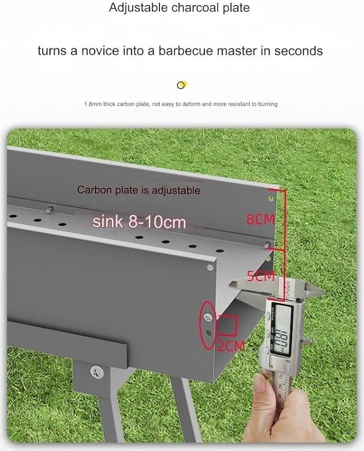 Charcoal Grill Stainless Steel Folding Portable BBQ Kit for Outdoor Cooking, Camping, Hiking, Picnic, Tailgate, Backpacking or Any Outdoor Event(18 * 50 * 43cm)