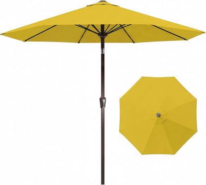 9FT Auto-Tilt Patio Umbrella|Outdoor Market Table Umbrella with 8 Fiberglass Ribs for Pool,Deck&Backyard