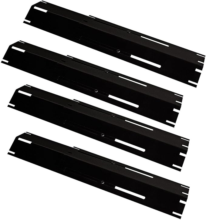 KEESHA 11.75" to 21" Adjustable Porcelain Steel Heat Plate Shield, Flavorizer Bar, Burner Cover, Flame Tamer for Gas Grill, Grill Replacement Parts, 4 Packs