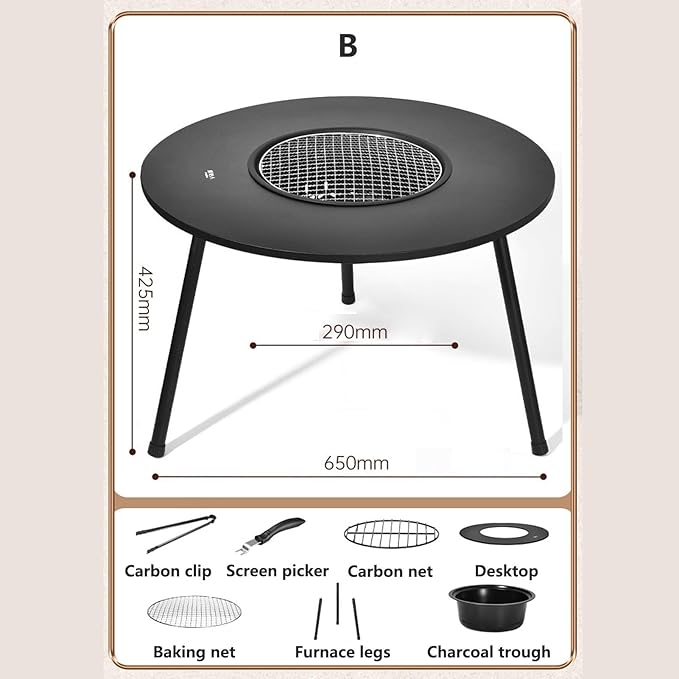 Outdoor Charcoal BBQ Grill Portable Charcoal Barbecue Grill with A Variety of Grilling Accessories Perfect for Outdoor Cooking & Grilling, BBQ, Patios with Carry Bag(B)