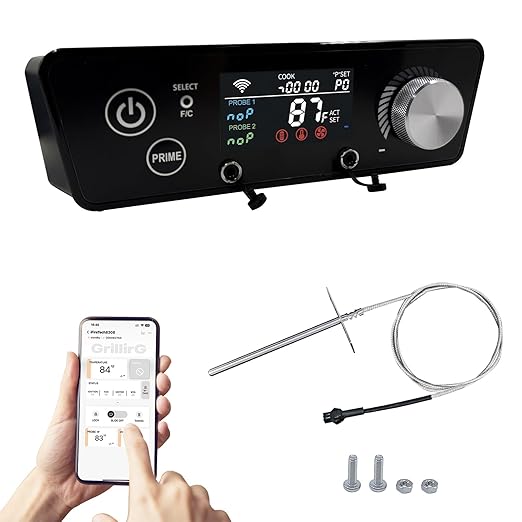 WiFi PID Trapezoid Grill Controller Replacement for Pit Boss Vertical Pellet Smokers PBV3P1/PBV4PS1/PBV5P1 Series, Smart APP Control Board with 130-420°F Temperature Range, 1°F Steps, 120V Input