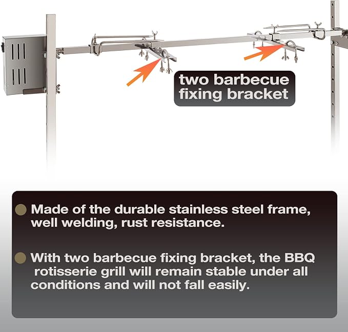 DEWOSEN 46" Outdoor Electric Rotisserie Grill Kit | 125LBS Pig Spit Rotisserie Grill | 45W Rotatable Motor BBQ Rotisserie Kit | Height Adjustable Spit Roaster Stand for Roasting Pig Lamb