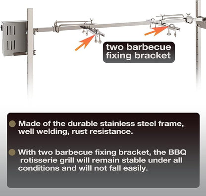 DEWOSEN 46" Outdoor Electric Rotisserie Grill Kit | 125LBS Pig Spit Rotisserie Grill | 45W Rotatable Motor BBQ Rotisserie Kit | Height Adjustable Spit Roaster Stand for Roasting Pig Lamb