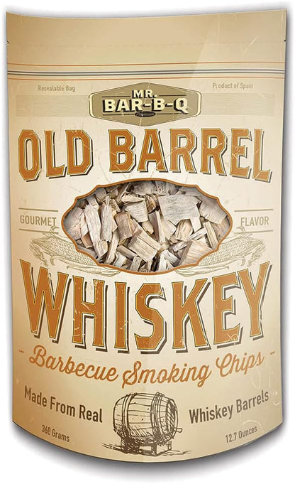 Mr. Bar-B-Q 05042BC Whiskey Smoking Chips | Old Oak Barrel Wood Smoker Chips | Made from Genuine Whiskey Barrels | Gourmet Flavor | 12.7 Ounces