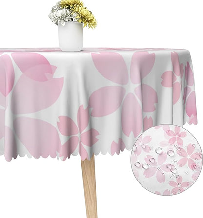 Cherry Blossom Round Tablecloths Pink Flowers Japanese Spring Floral Tablecloth Dining Table Cloth Circle Table Cover for Home Kitchen Dining Room Outdoor Camping Party Picnic 70 Inch