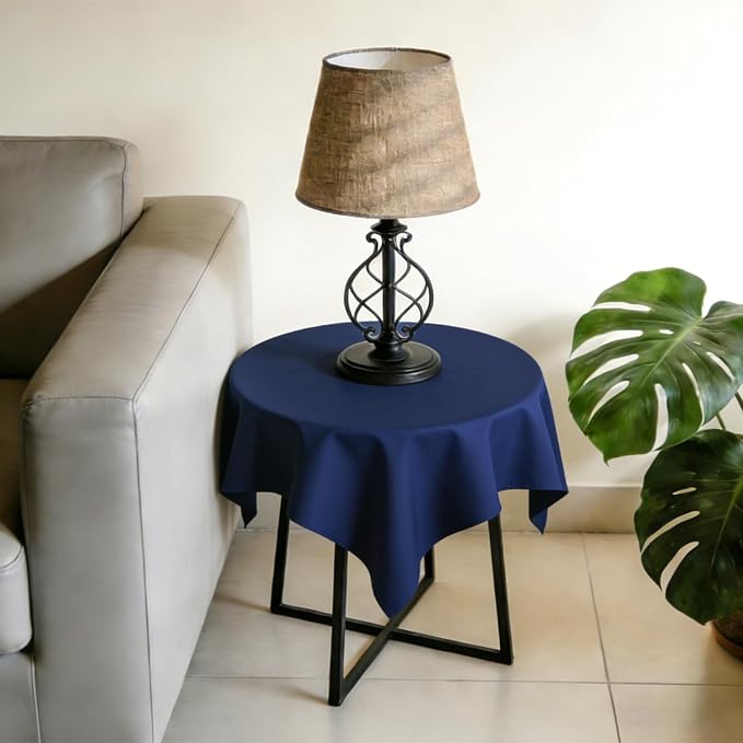 Wolkemer Small Square Tablecloth 36 x 36 Inch Washable Fabric Table Cloth Navy Blue Table Cover for Nightstand End Bedside Tables Tabletop Decoration