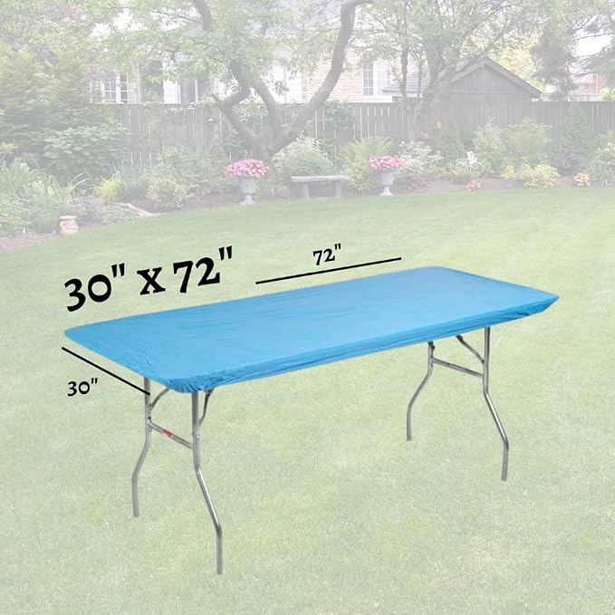 10 Pack of Rectangular Plastic Table Covers - 6' Foot or 8' Foot Options - Indoor or Outdoor Fitted Table Covers (Table NOT Included) (Light Blue, 30" x 72" (6' ft))