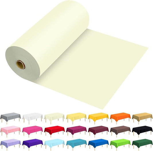 54 Inch X 300 Feet Plastic Table Cover Roll Premium Disposable Plastic Tablecloth for All Type/Shape Tables | Picnic, Party, Banquet, Birthdays, Weddings (Beige, 54 Inch X 300 Feet)