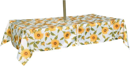 EHouseHome Outdoor Indoor 60x84 inch Rectangle Tablecloth with Umbrella Hole and Zipper, Waterproof Zippered Patio Table Cloths, Spring/Summer Table Covers for Backyard Circular Table/BBQs/Picnic