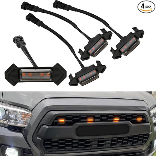 Grill Light For Tacoma TRD Pro 2016 2017 2018 2019 2020 2021 2022,Smoked Shell Amber LED Front Grille Lights with Wire Harness And Fuse