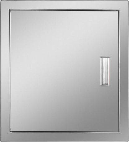 Outdoor Kitchen Door 18" W x 20" H Stainless Steel BBQ Single Access Door Flush Mount Vertical Wall Doors with Handle and Hooks Suitable for Grilling Station Outside Cabinet Outdoor Kitchen