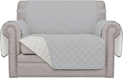Easy-Going Reversible Couch Cover, Oversized Chair, Light Gray/Ivory | Machine Washable Slipcover For Dogs, Water Resistant Furniture Mat For Living Room, Non-Slip Sofa Cover, Pet Friendly