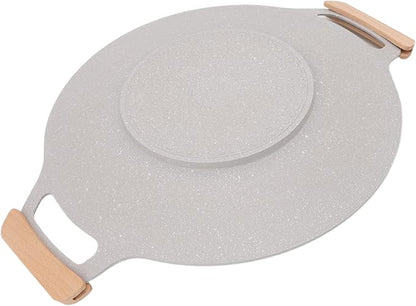Korean BBQ Grill Pan, Nonstick Stovetop Grill Plate with Handles, Aluminum Round Griddle Pan Compatible with Gas Stove, Induction Cooktop, Oven, Grills, Indoor Outdoor Grilling (34cm / 13.4in)