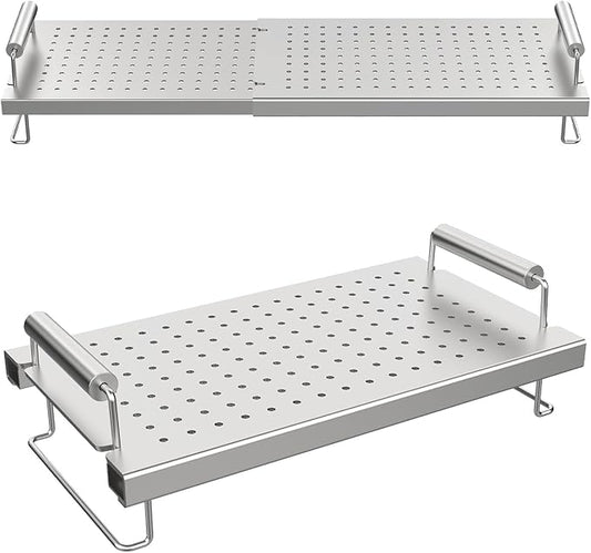 BBQ Future Adjustable Griddle Warming Rack for Blackstone 17 22 28 36 Inch Griddle, Stainless Steel Grill Warming Rack for Weber Charbroil Camp Chef and Most Tabletop Flattop Griddle Accessories
