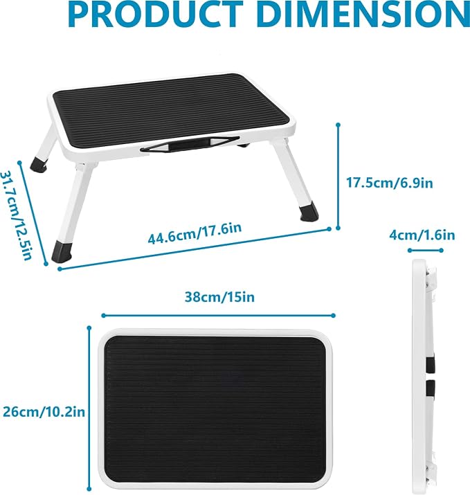 Simple Deluxe Step Stools Foldable, Heavy Duty Foot Stool with Non-Slip Paltform & Feet, Folding Step Ladder for Adults or Kids in Kitchen, Home, 330 Lbs Capacity