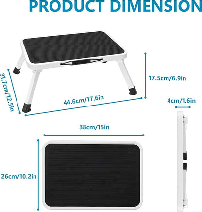 Simple Deluxe Step Stools Foldable, Heavy Duty Foot Stool with Non-Slip Paltform & Feet, Folding Step Ladder for Adults or Kids in Kitchen, Home, 330 Lbs Capacity