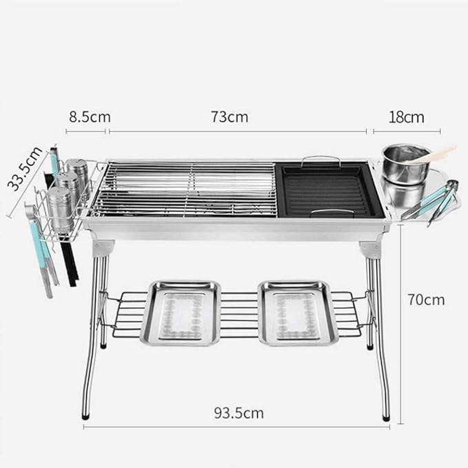 Portable Charcoal Grill for Camping BBQ Outdoor Barbecue Grill, Foldable Charcoal Grills BBQ Grill for Picnic, Stable and Durable Charcoal Grill,A-1