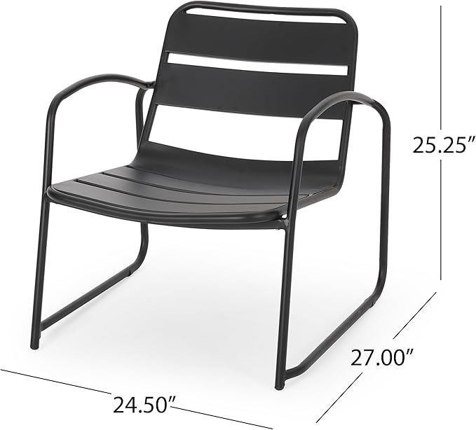 Christopher Knight Home Cowan Outdoor Dining Chair (Set of 2), Matte Black