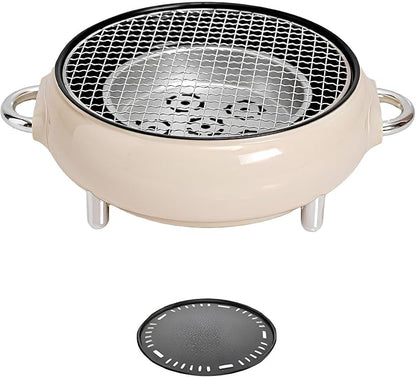 Mini Portable Barbecue Grill, Outdoor BBQ Grill Korean Style Charcoal Grill, Easy to Assemble and Clean, A Variety of Packages Available(Off-Whit,C)