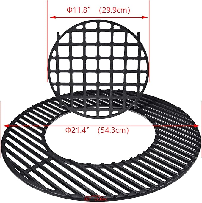 Uniflasy Cast Iron Cooking Grate for Weber 22 inch Kettle Grills, Gourmet BBQ System, One-Touch, Bar-B-Kettle, Master-Touch, Performer, for Weber 22.5 inch Original Kettle Premium Charcoal Grill, 8835
