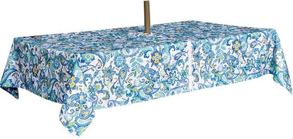 EHouseHome Outdoor Indoor 60x84 inch Rectangle Tablecloth with Umbrella Hole and Zipper, Waterproof Zippered Patio Table Cloths, Spring/Summer Table Covers for Backyard Circular Table/BBQs/Picnic